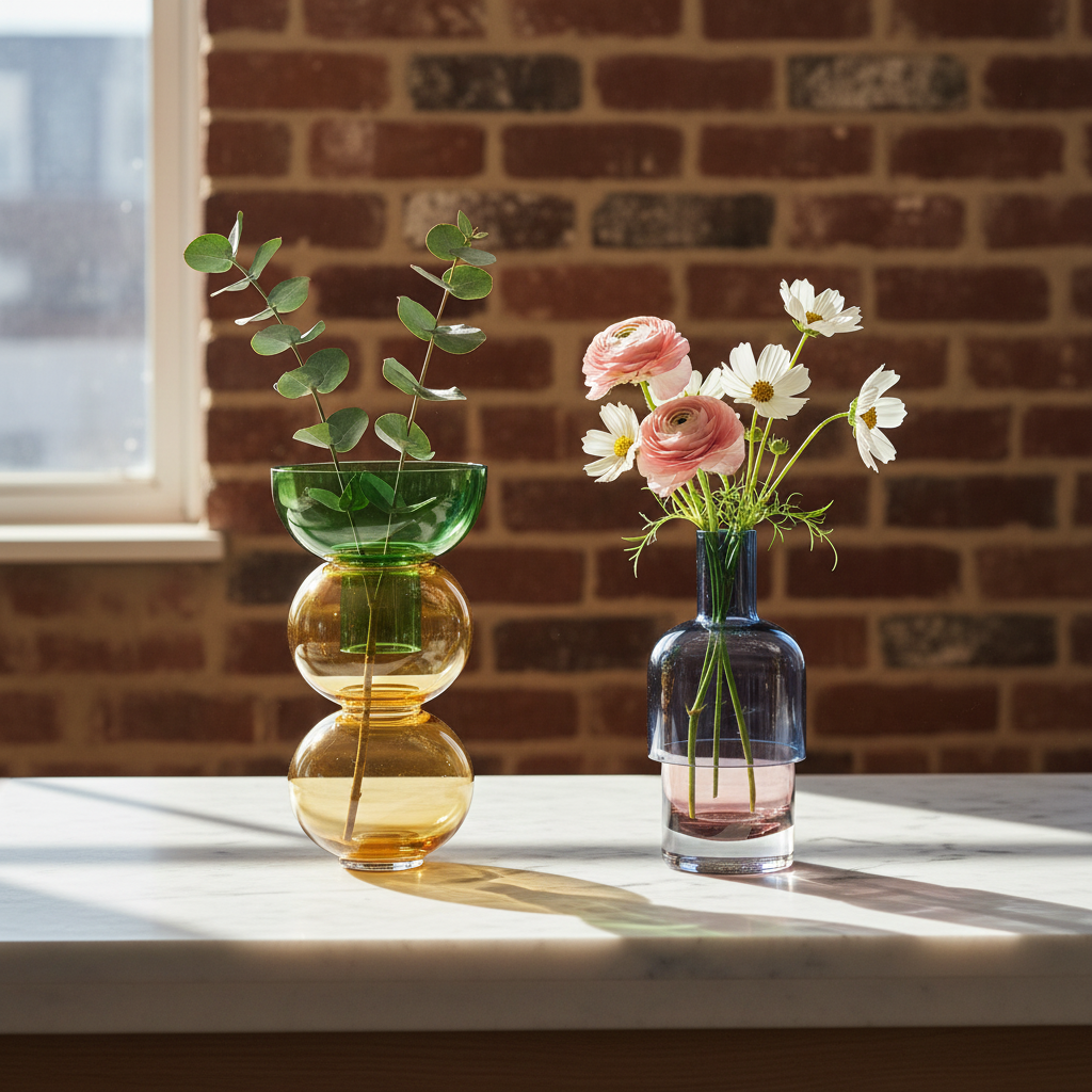 花瓶・フラワースタンド CLOUDNOLA Fusion Reversible Glass Vase Lemon Reversible Glass Vase Set – Small | Cloudnola