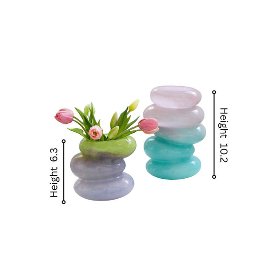 Swirl Aqua & Lime Vase Set