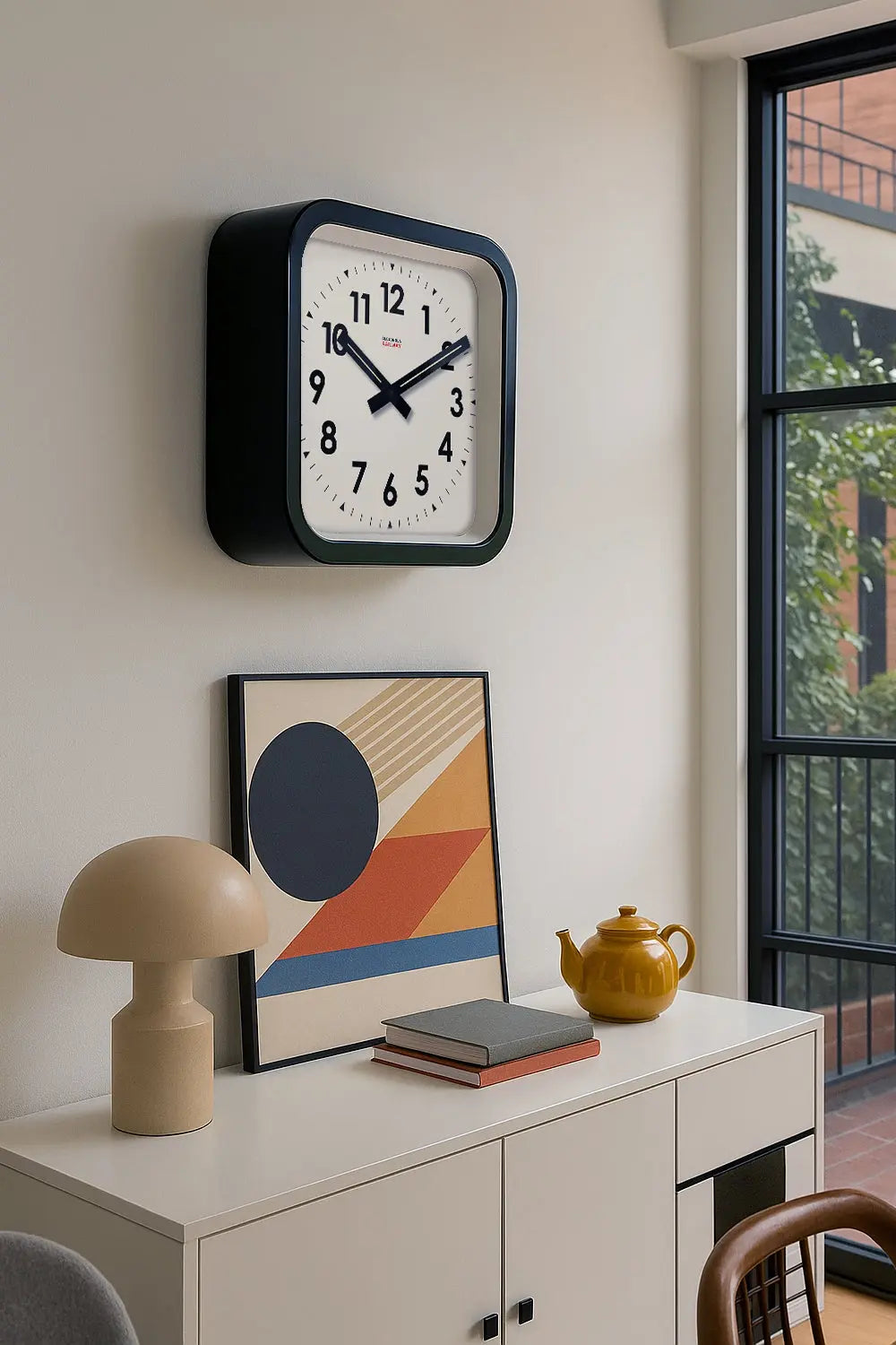 Big Railway Black Square Indoor / Outdoor Clock Cloudnola