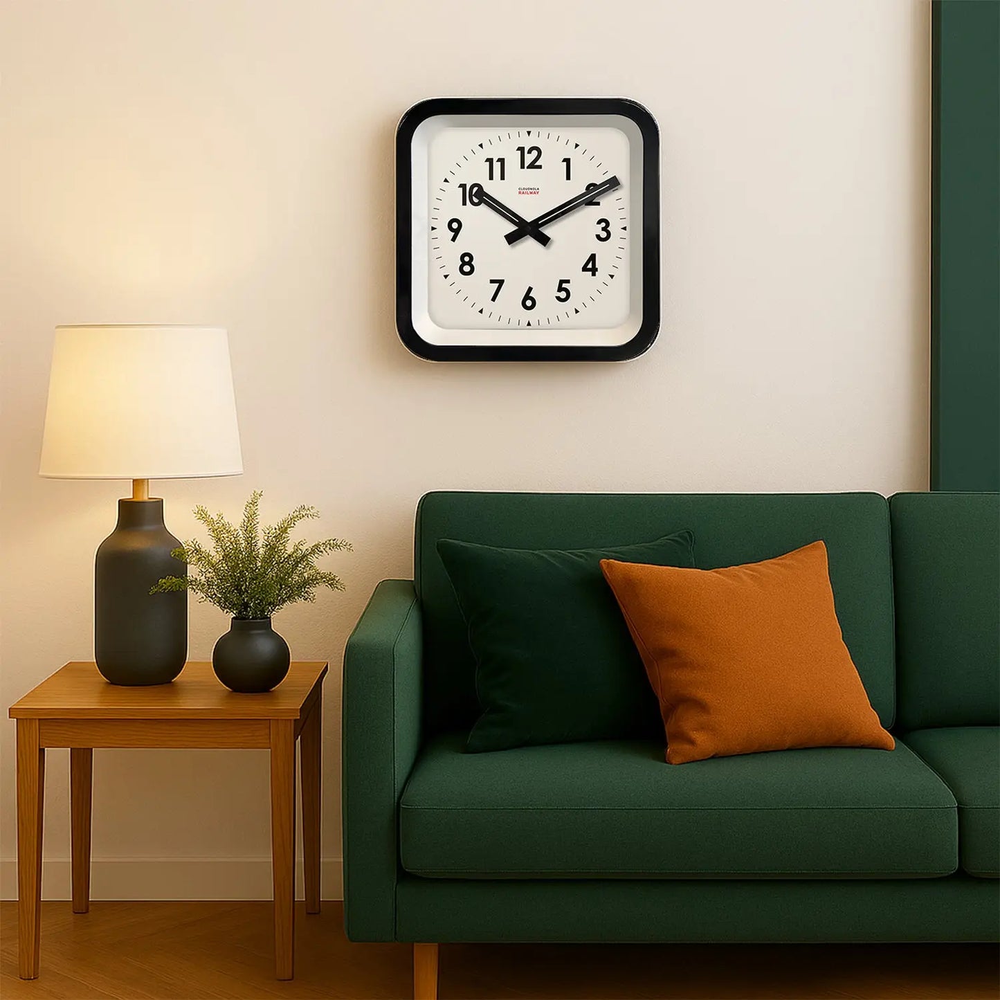 Big Railway Black Square Indoor / Outdoor Clock Cloudnola