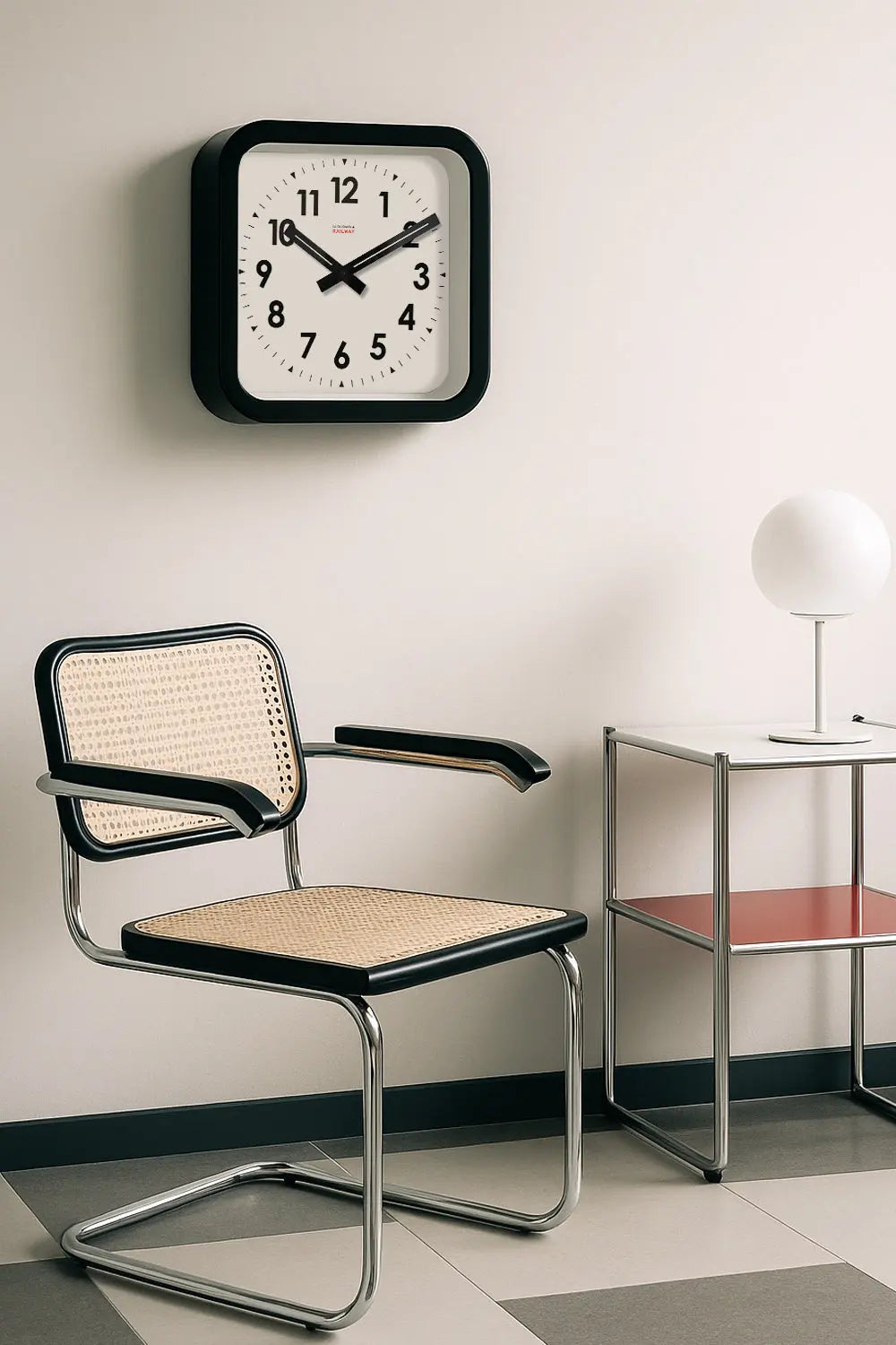 Big Railway Black Square Indoor / Outdoor Clock Cloudnola