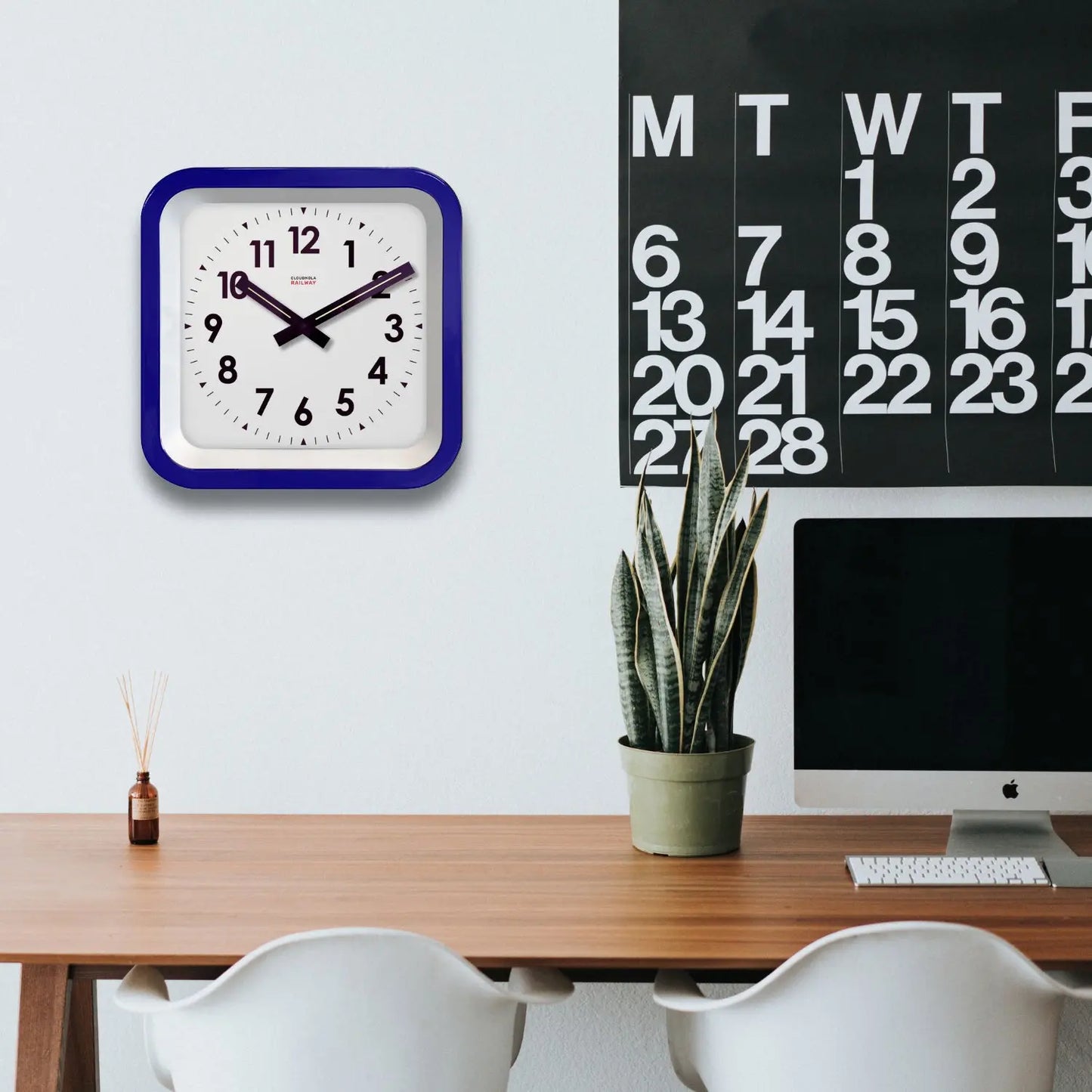 Big Railway Blue Indoor/Outdoor Clock Cloudnola