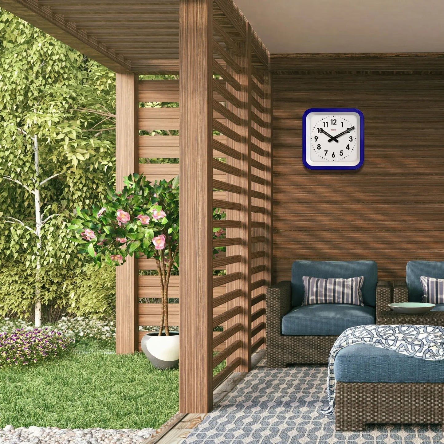 Big Railway Blue Indoor/Outdoor Clock Cloudnola
