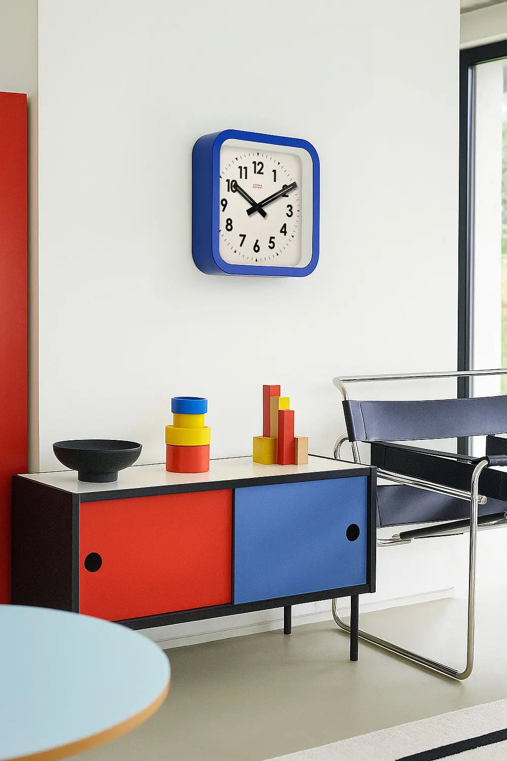 Big Railway Blue Square Indoor / Outdoor Clock Cloudnola