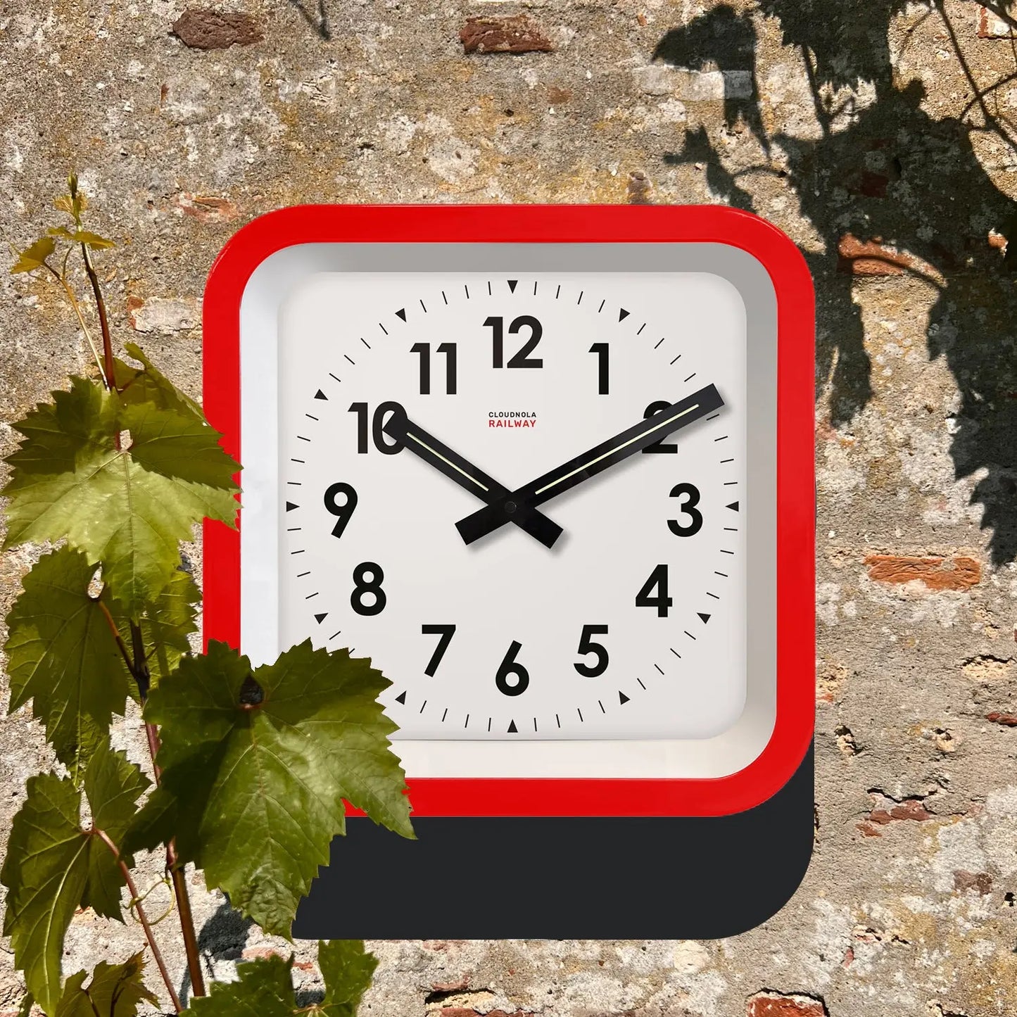 Big Railway Red Indoor/Outdoor Clock Cloudnola