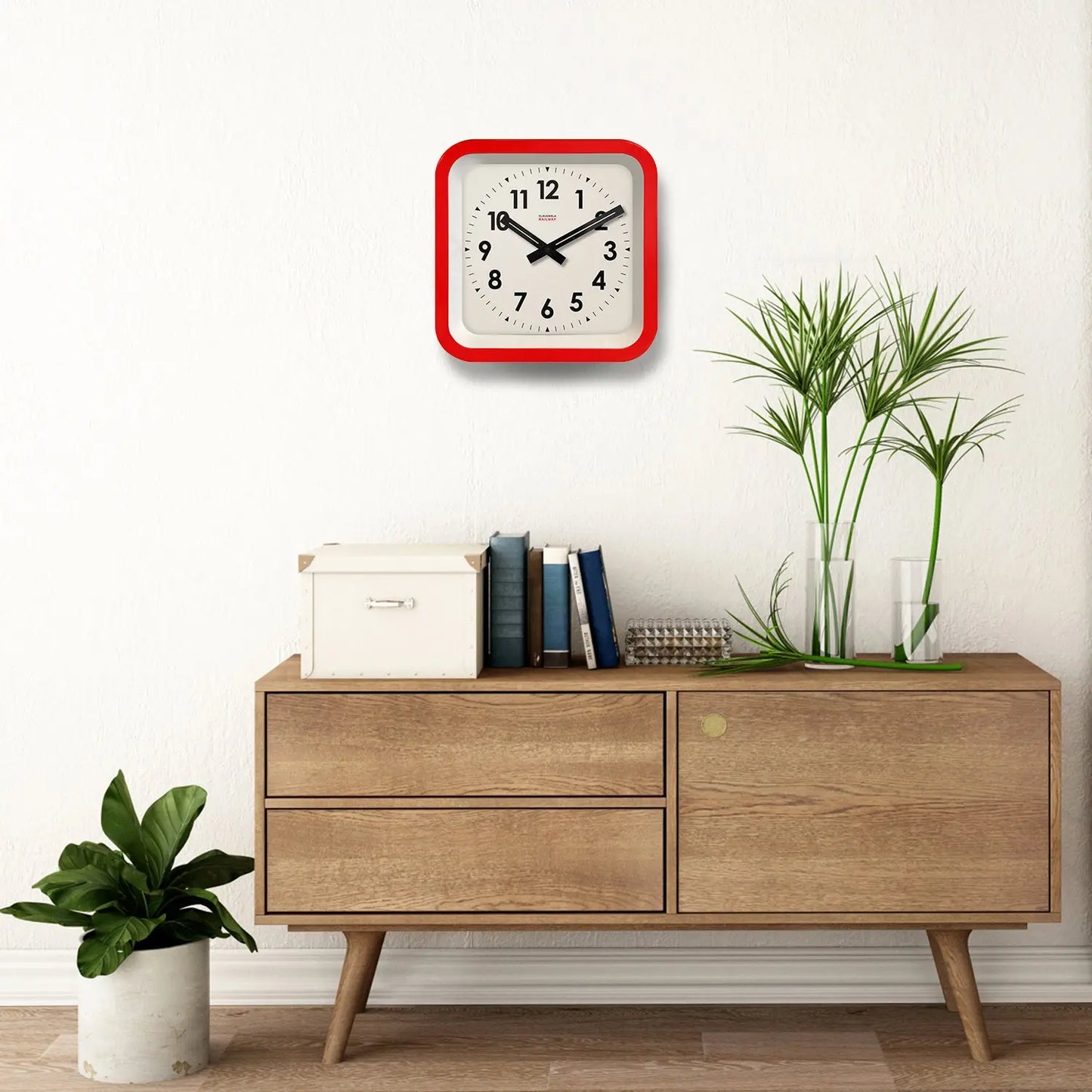 Big Railway Red Indoor/Outdoor Clock Cloudnola