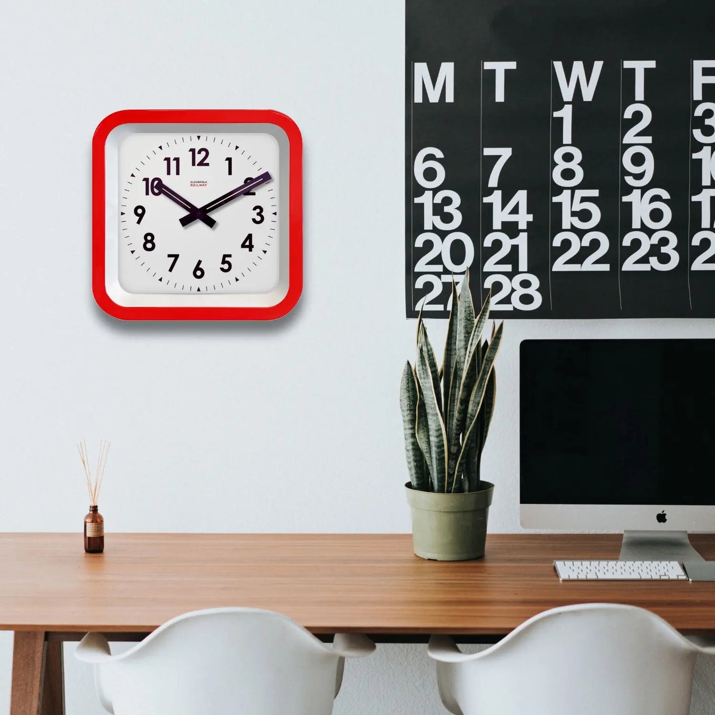 Big Railway Red Indoor/Outdoor Clock Cloudnola