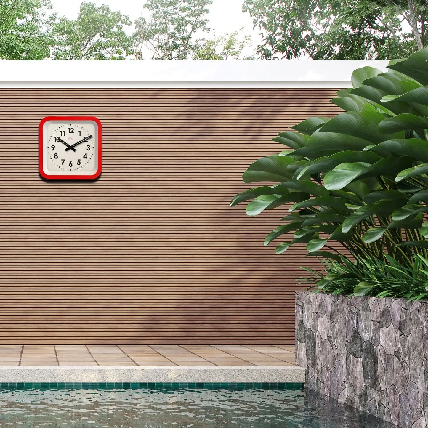 Big Railway Red Indoor/Outdoor Clock Cloudnola