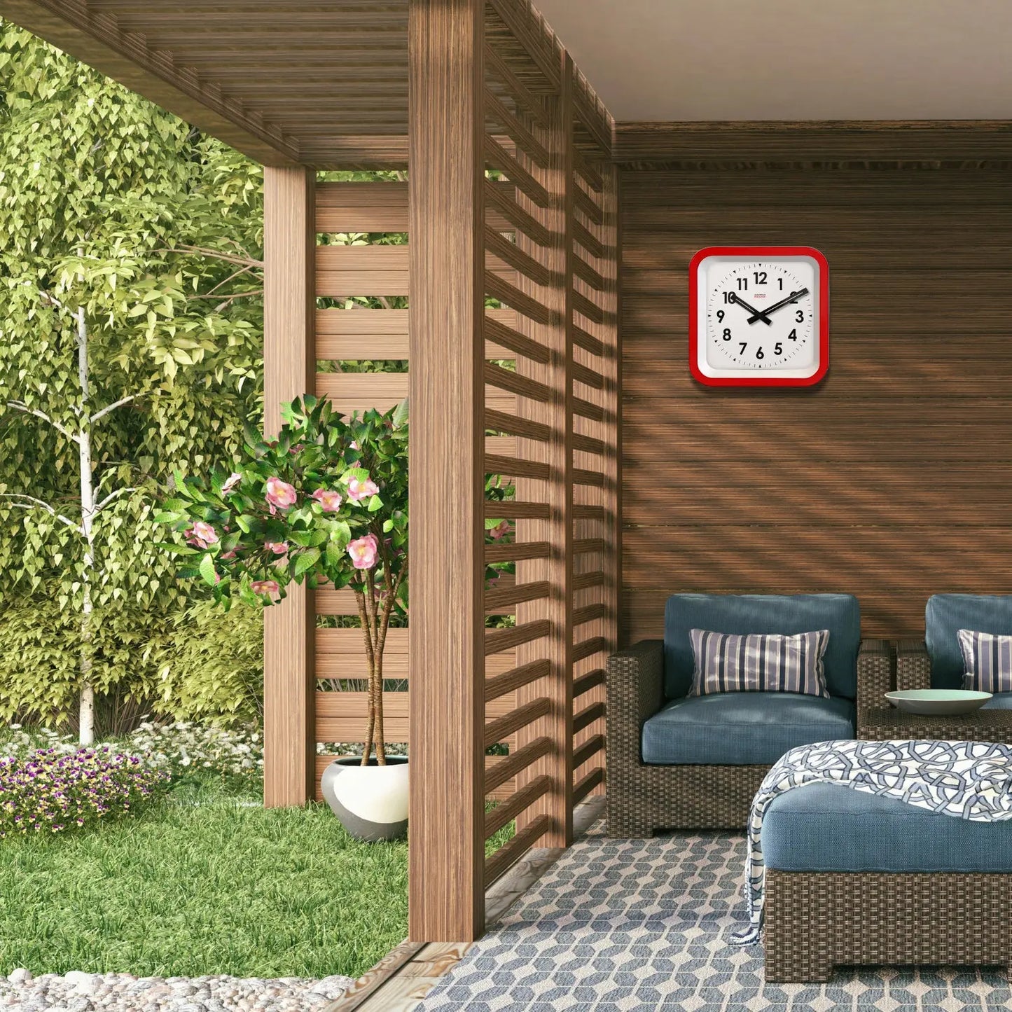 Big Railway Red Indoor/Outdoor Clock Cloudnola