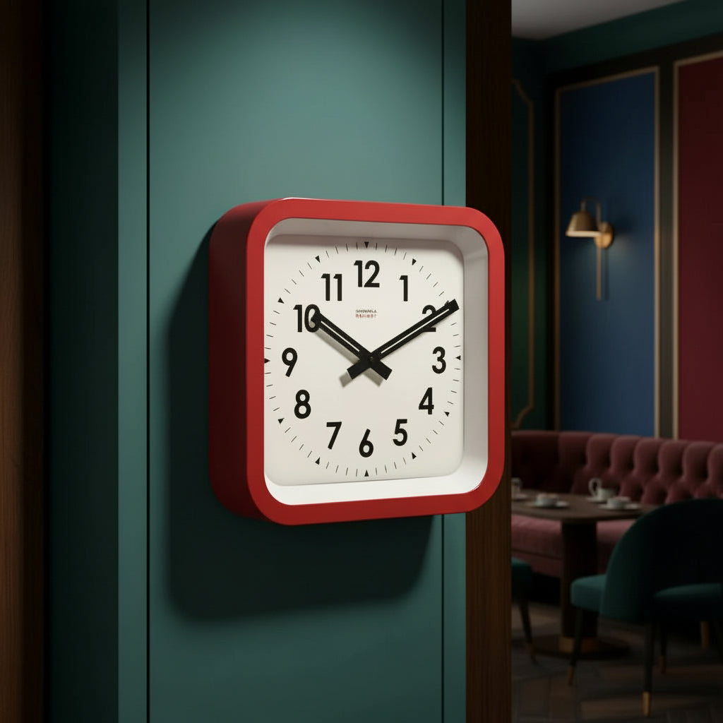 Big Railway Red Indoor/Outdoor Red Wall Clock Cloudnola