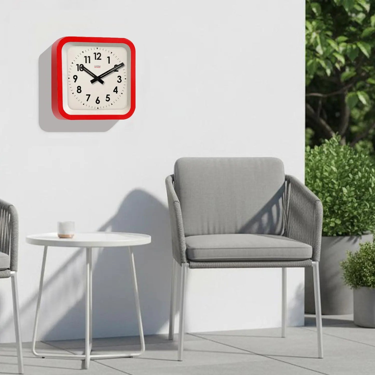 Big Railway Red Square Indoor / Outdoor Clock Cloudnola