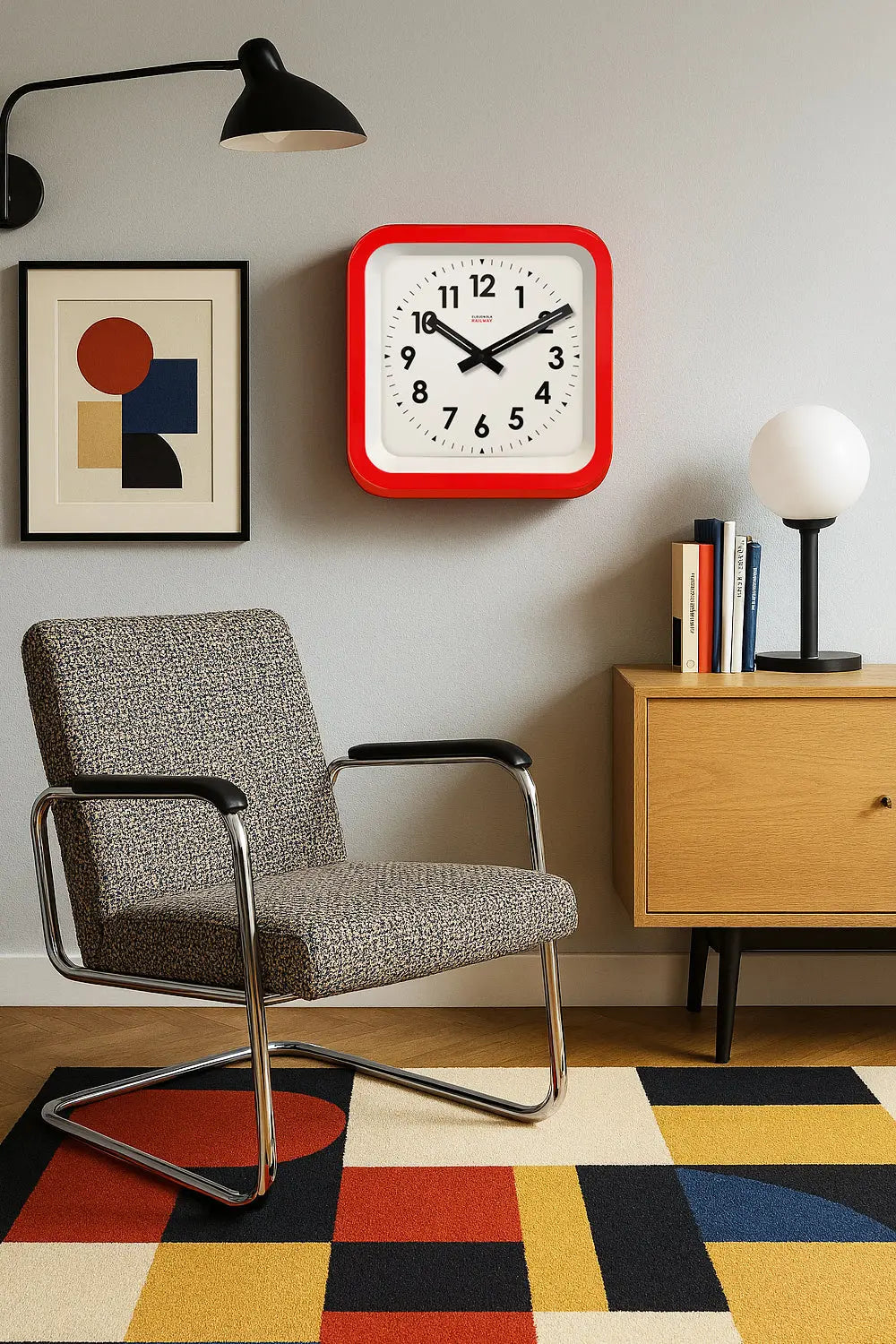 Big Railway Red Square Indoor / Outdoor Clock Cloudnola