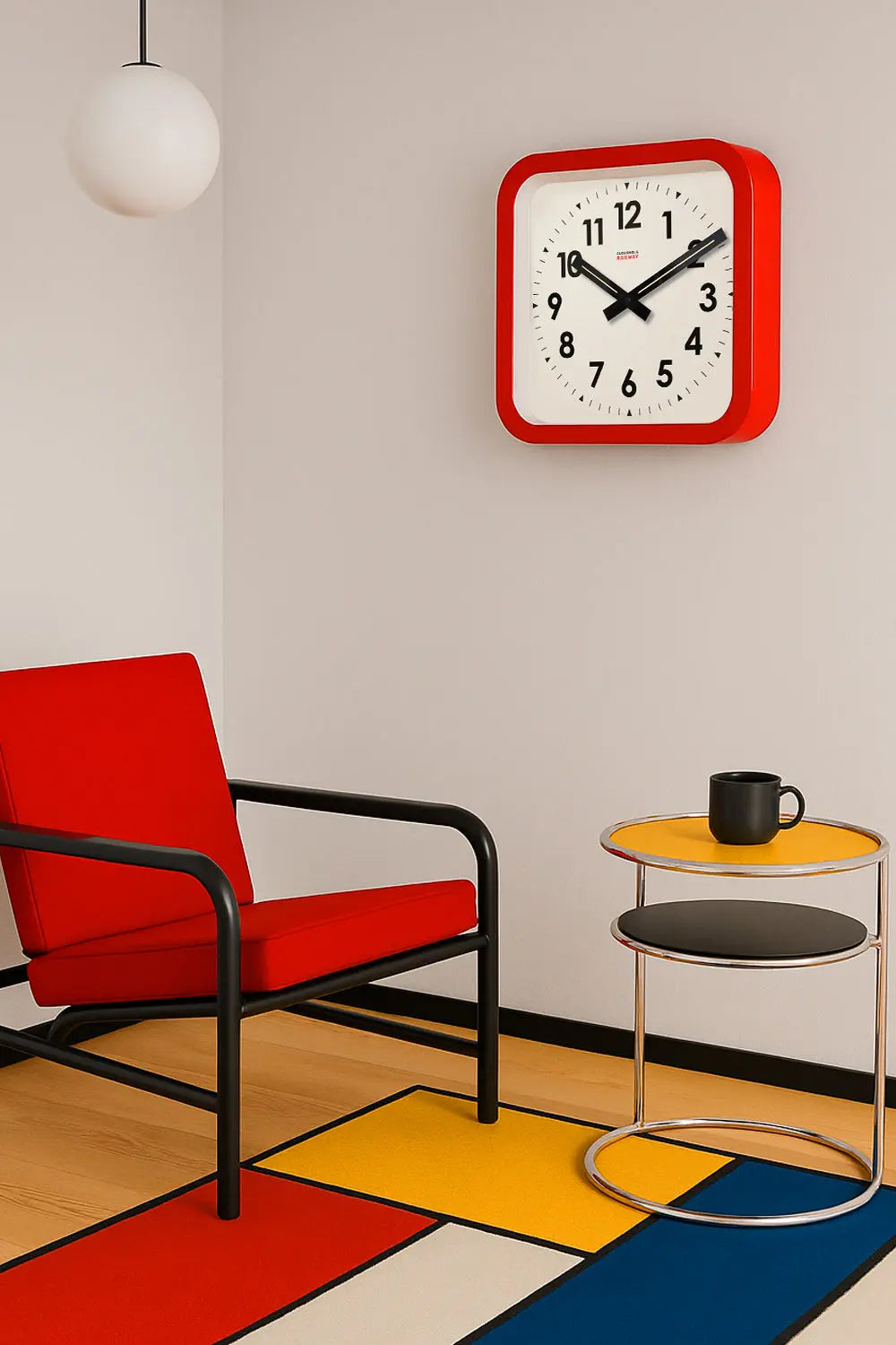 Big Railway Red Square Indoor / Outdoor Clock Cloudnola