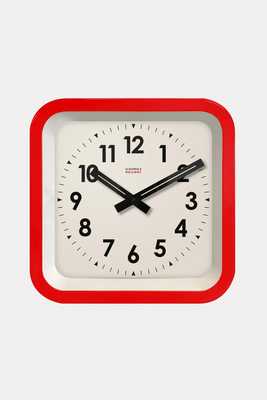 Big Railway Red Square Indoor / Outdoor Clock Cloudnola
