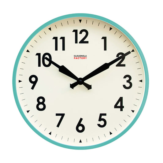 SAMPLE -  Factory XL Turquoise - Diameter 17.7 - Wall Clock - Silent - Steel Case