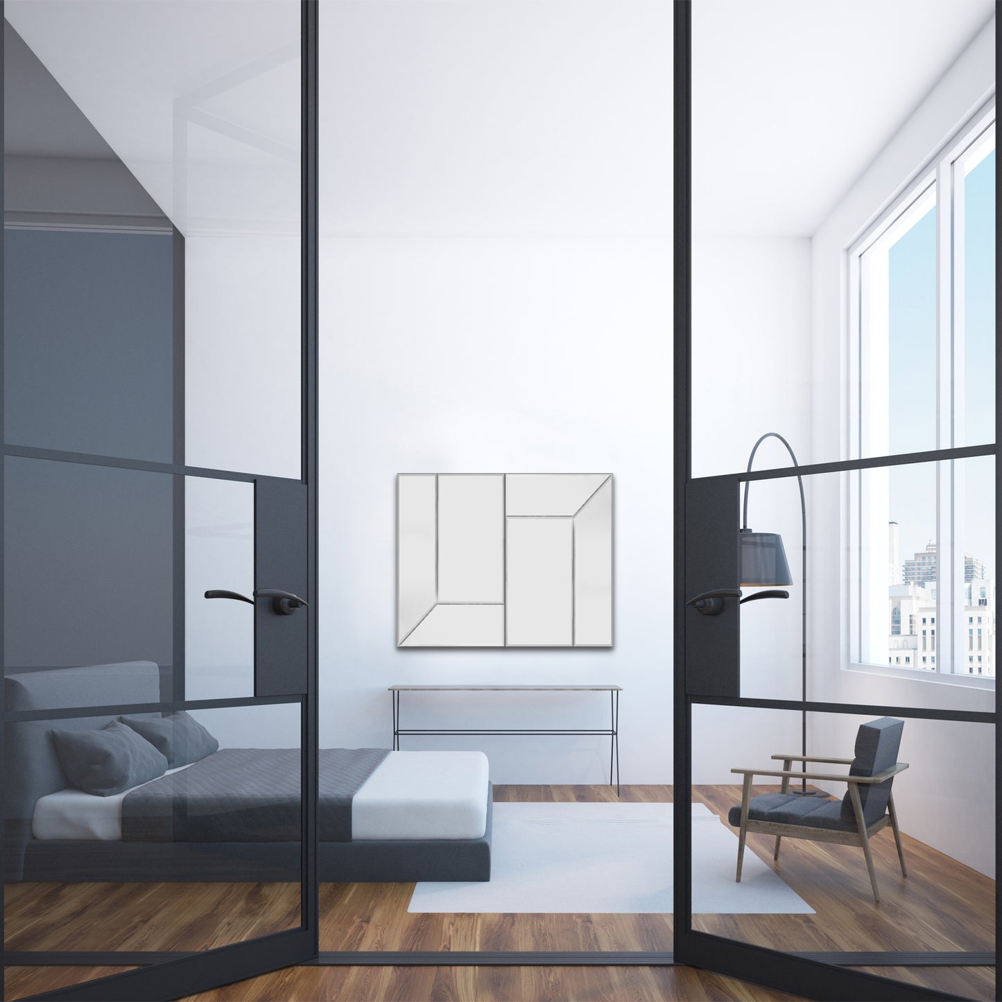Mosaic Rectangle XL - Mirror - Reversible - Beveled Mirror - Contemporary Wall Art