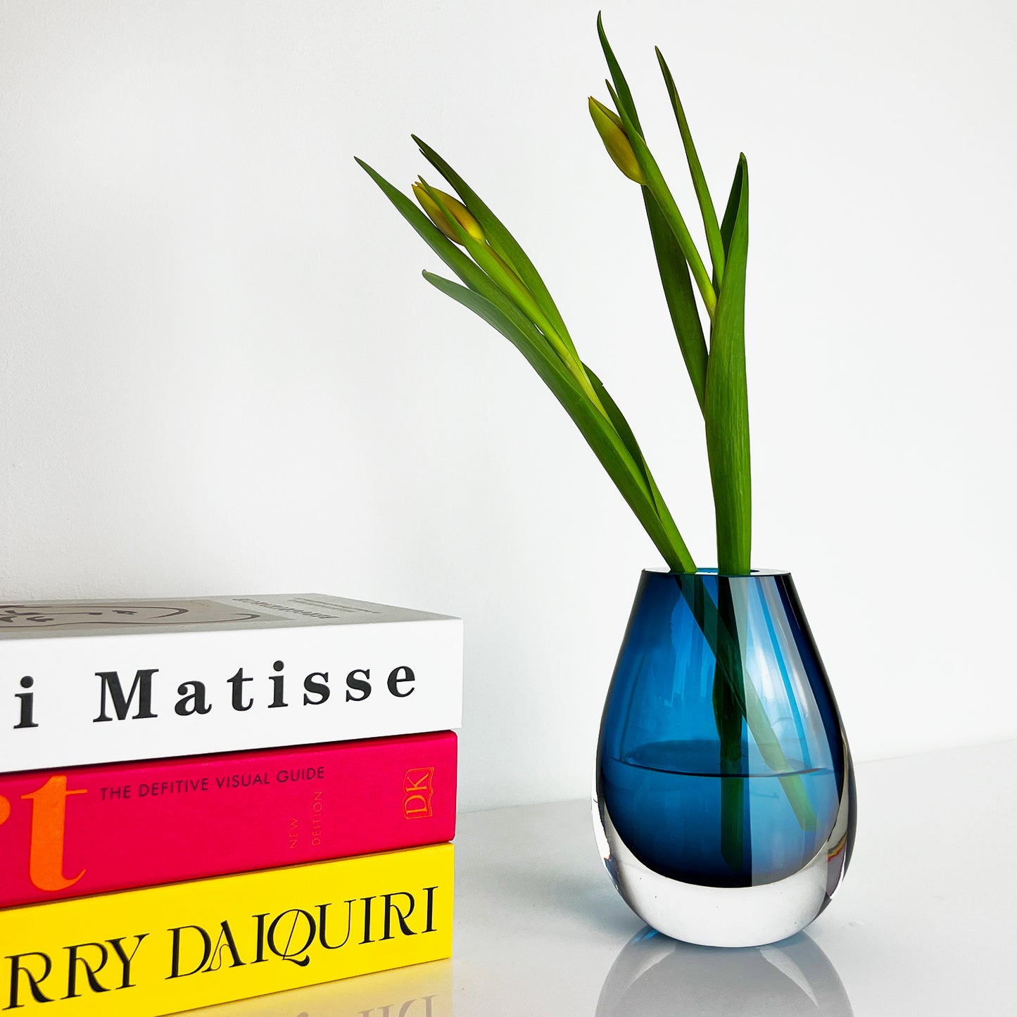 Drop Royal Blue Vase - Mouth-Blown Thick Glass - Sustainable Elegance