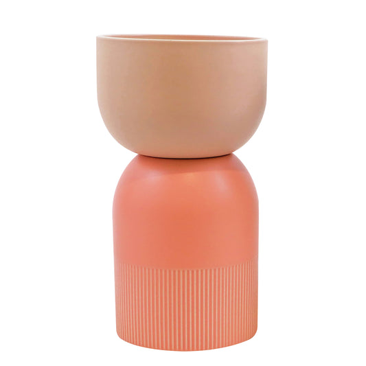 Flip Med Nude and Coral Ceramic Vase