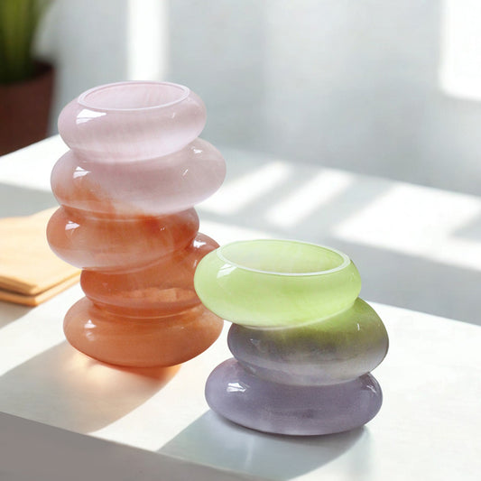 Swirl Pink & Lime Vase Set