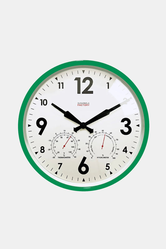 Factory Green Outdoor Clock Cloudnola
