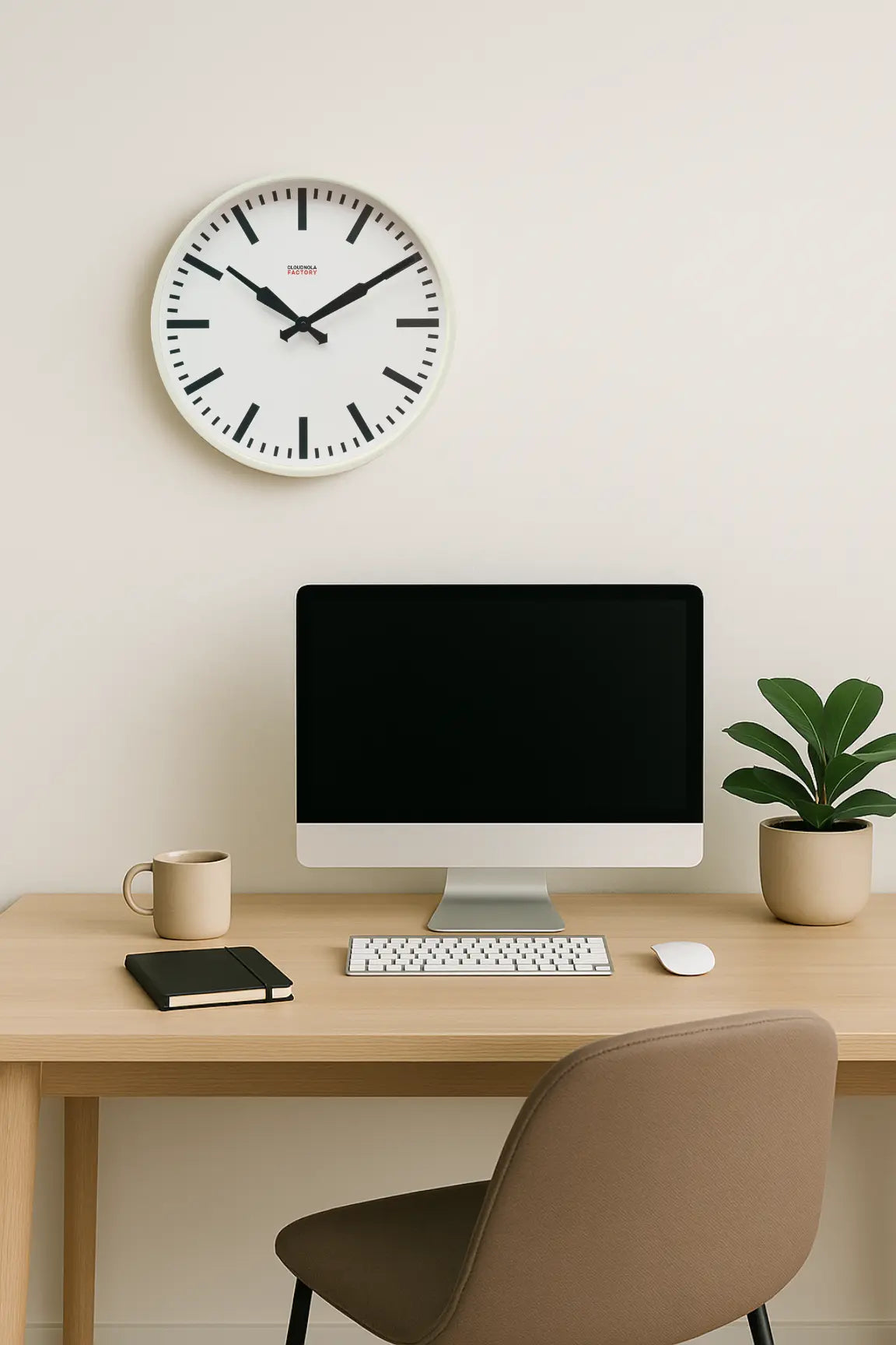Factory White XL – White Wall Clock | Cloudnola Cloudnola