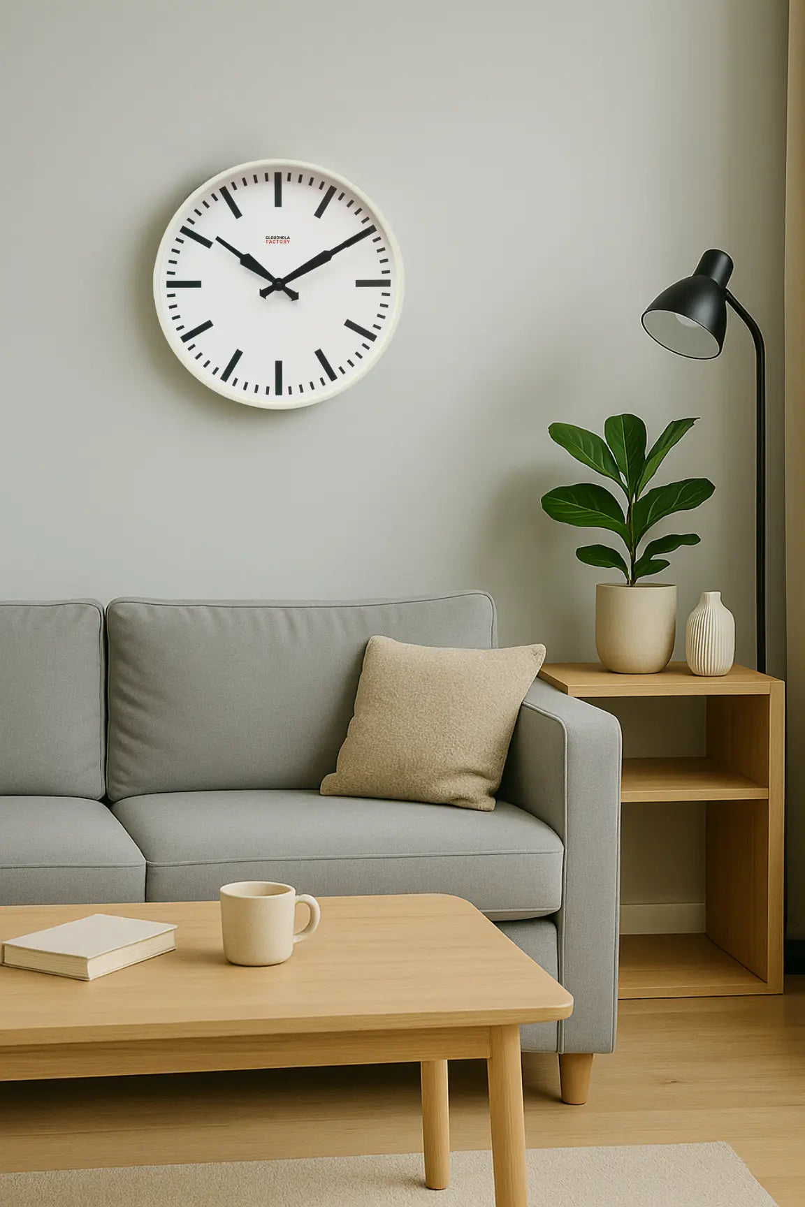 Factory White XL – White Wall Clock | Cloudnola Cloudnola