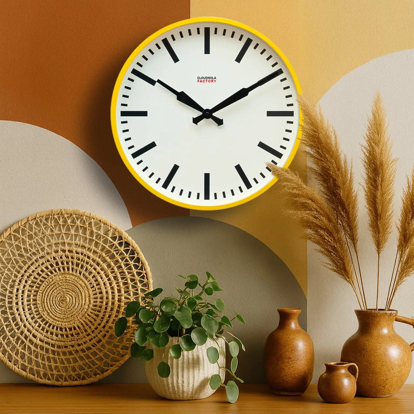 Factory Yellow XL Clock Cloudnola