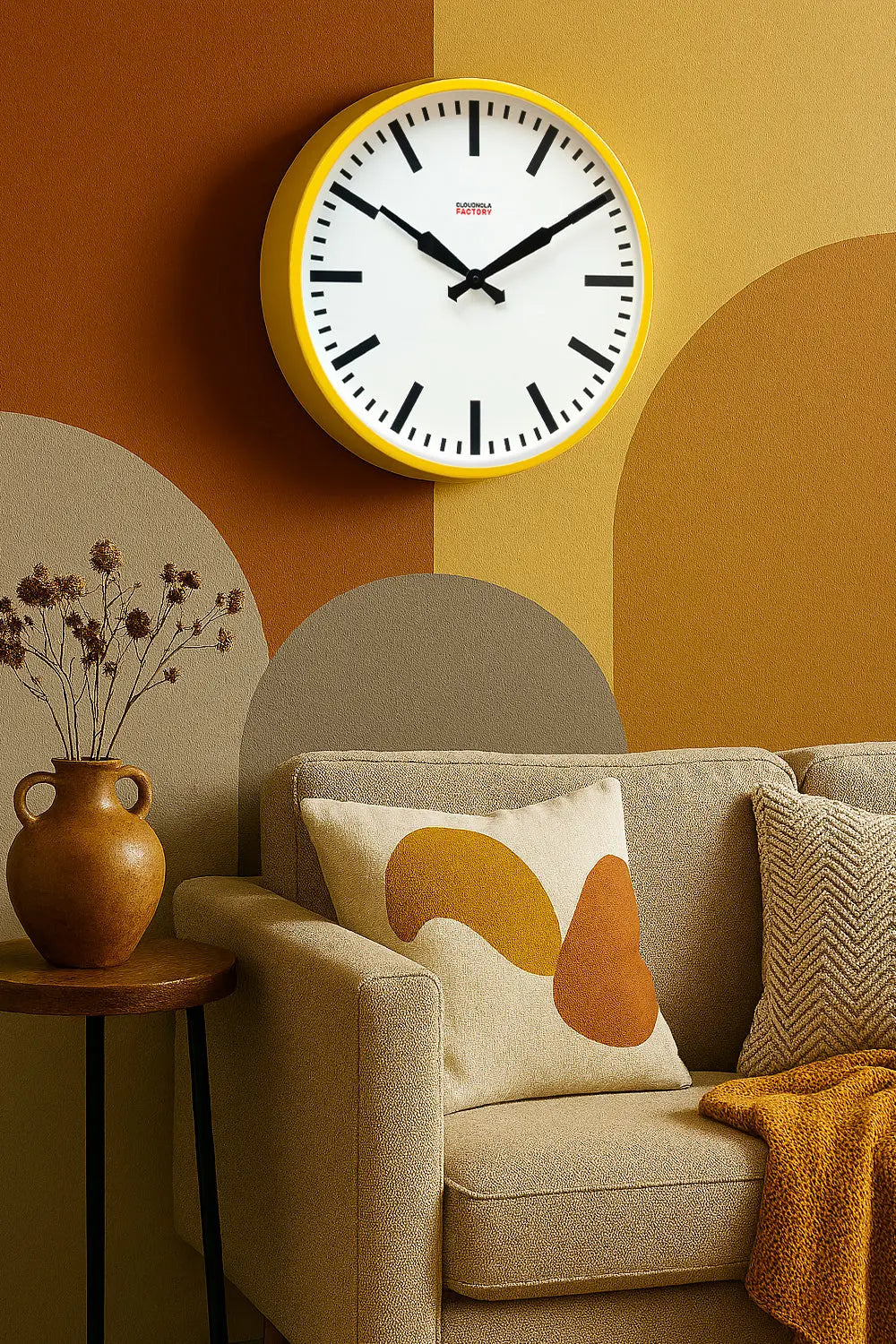 Factory Yellow XL Clock Cloudnola
