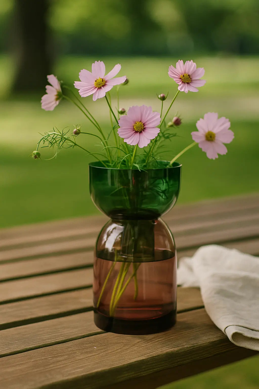 Flip Med Green & Pink – Red Glass Vase | Cloudnola Cloudnola