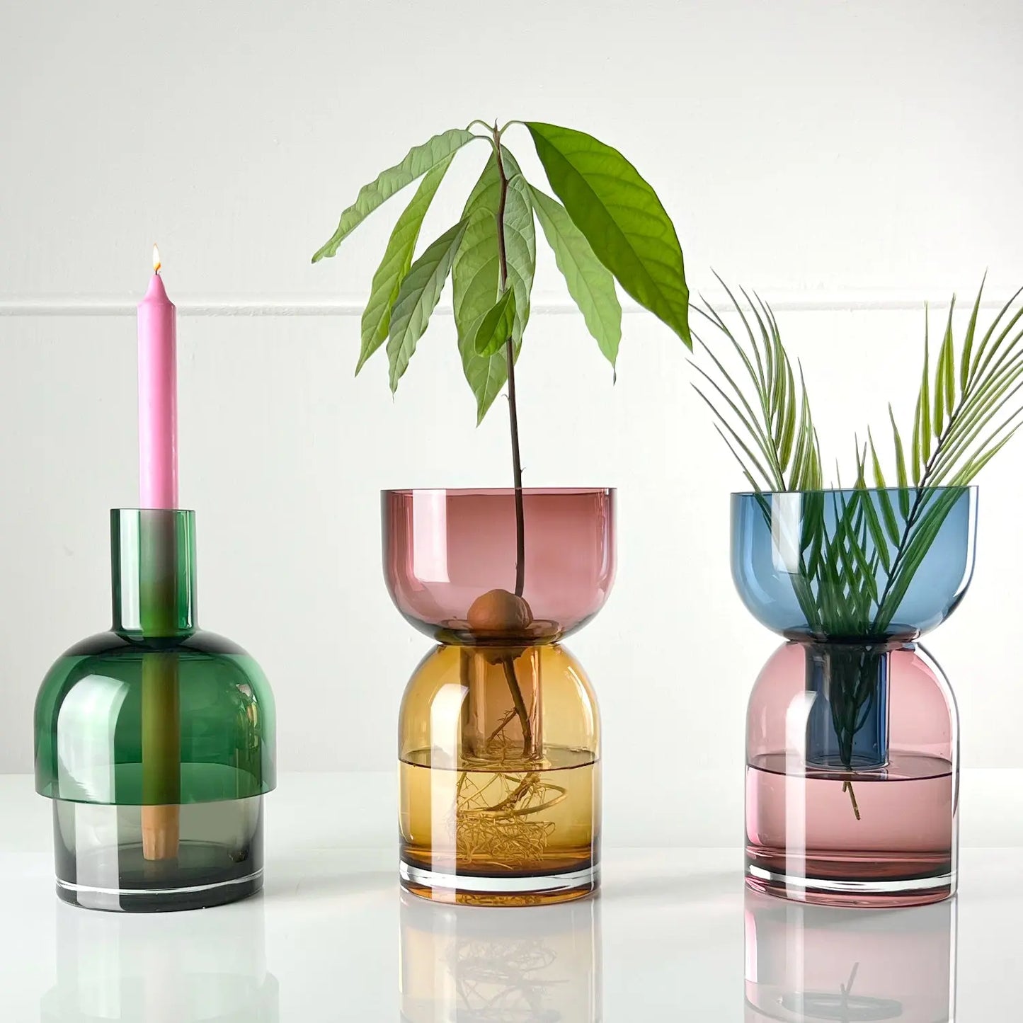 Flip Vase Set 3 – Reversible & Interchangeable Glass Vases - Vases Cloudnola