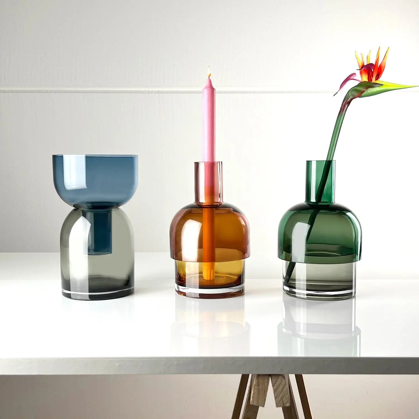 Flip Vase Set 3 – Reversible & Interchangeable Glass Vases - Vases Cloudnola