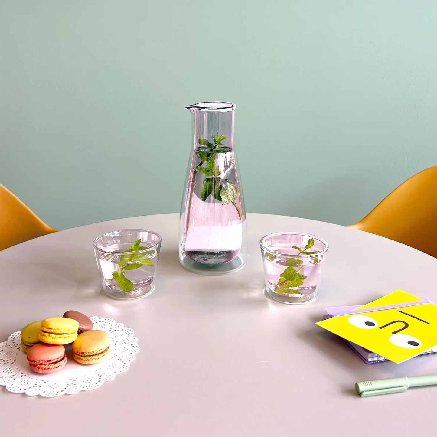Rocks Set Pink – Double-Wall - Set Carafe & 2 Glasses Cloudnola