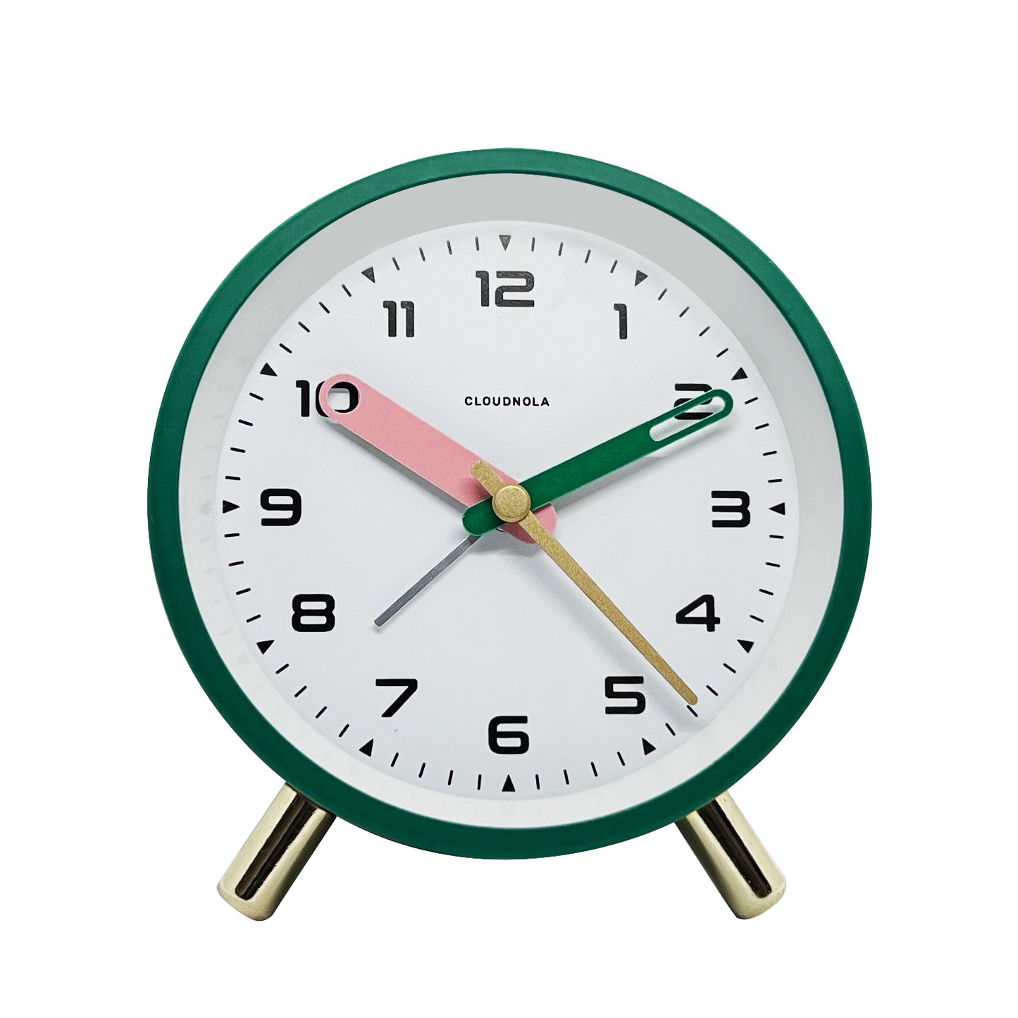 Studio Miami Green Alarm Clock - Vibrant Elegance - Golden-Legged Timepiece