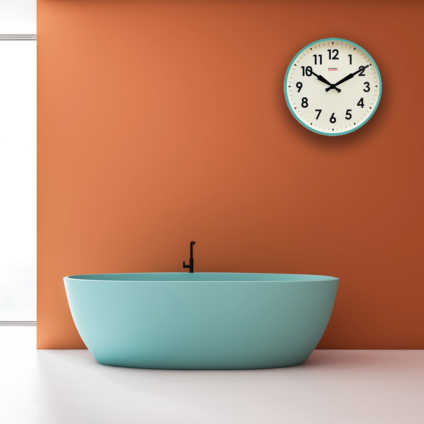 Factory XL Turquoise - Diameter 17.7 - Wall Clock - Silent - Steel Case