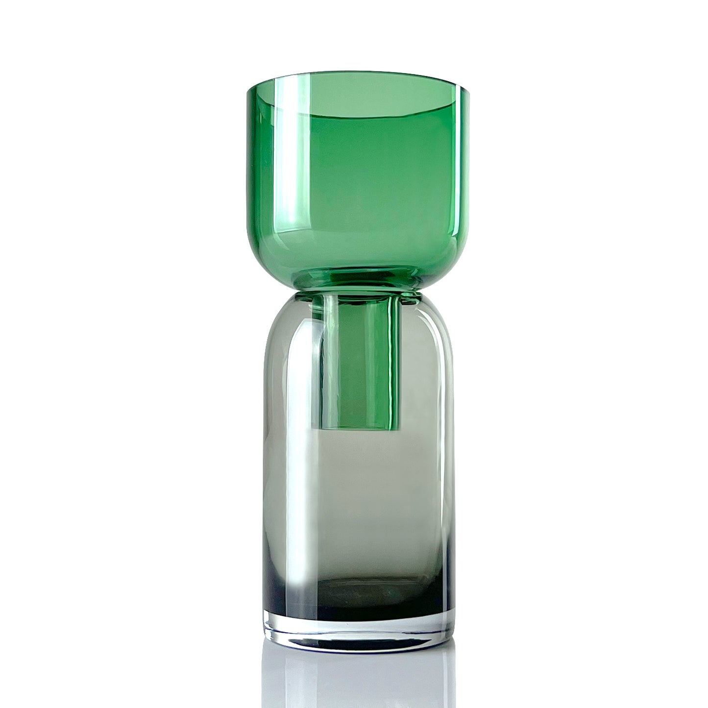 Flip Vase Small Gray and Green - Vase - Reversible - Borosilicate Glass - Dual Sided - Floral