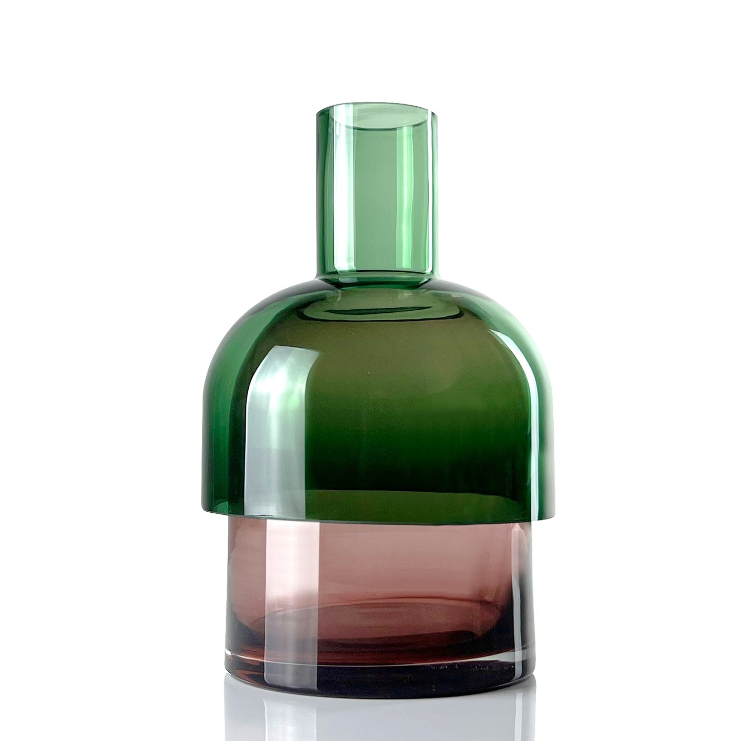 Flip Vase Large Green and Pink Glass Vase