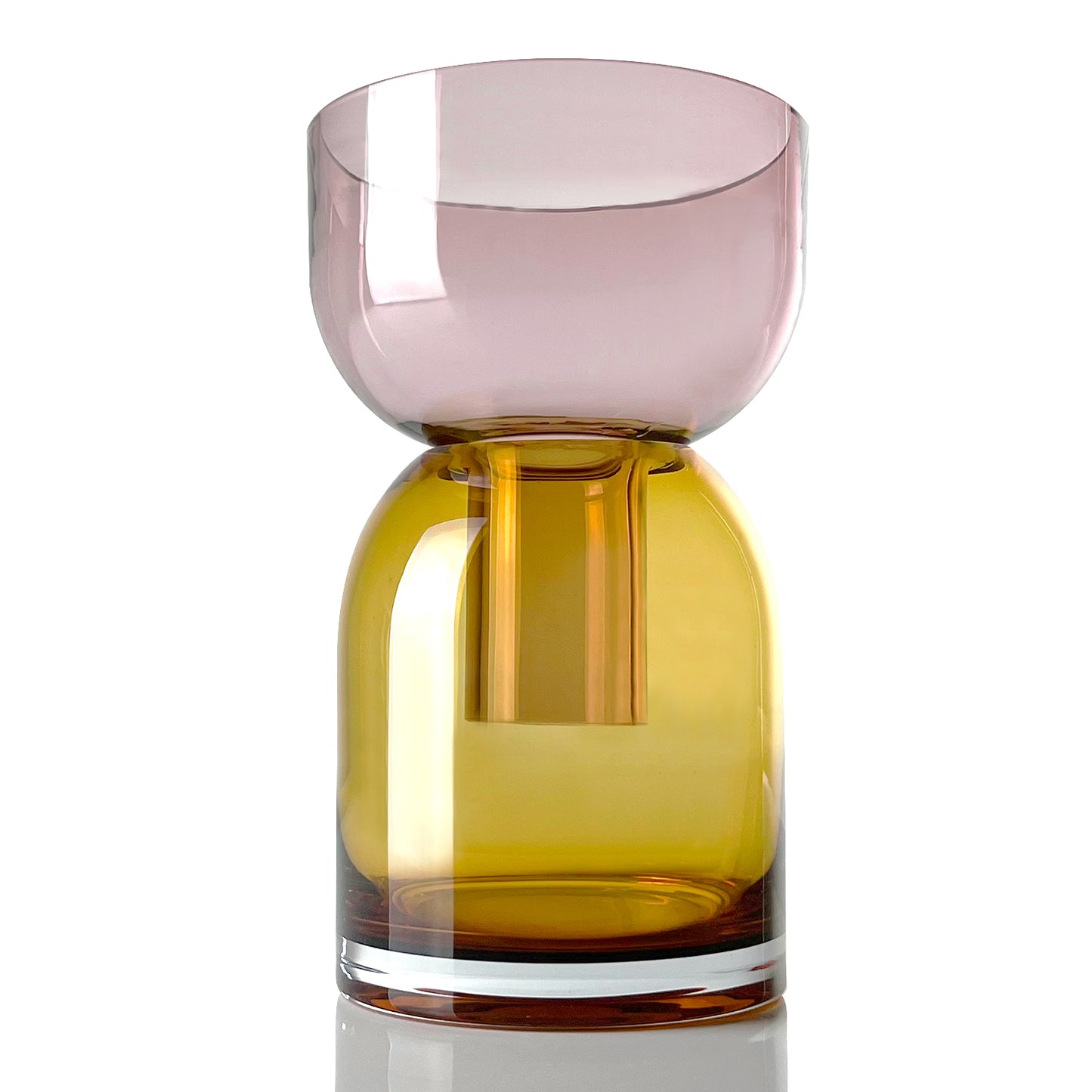 Flip Vase Large Pink and Yellow Glass Vase