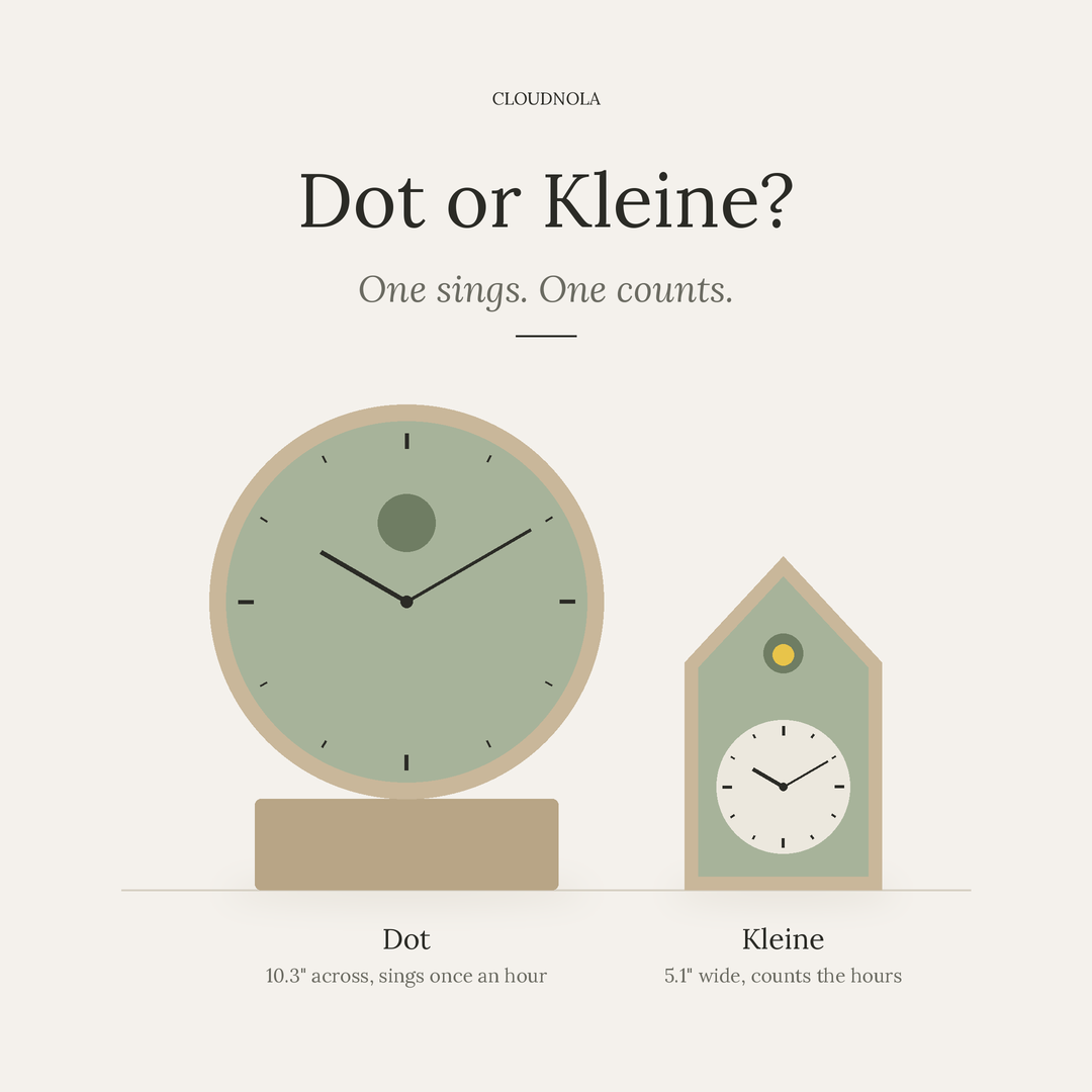 Dot or Kleine? Two Sage Cuckoo Clocks, Side by Side