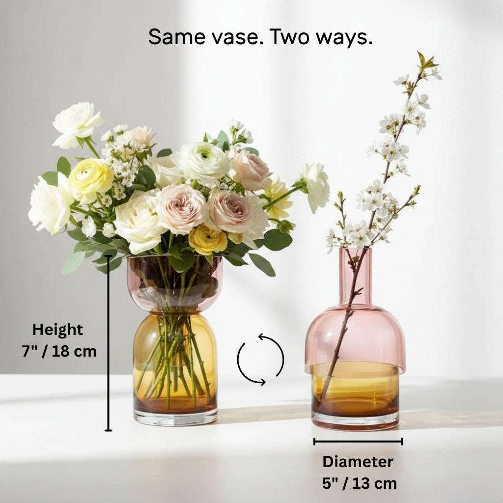 Flip Reversible Glass Vase – Pink & Yellow