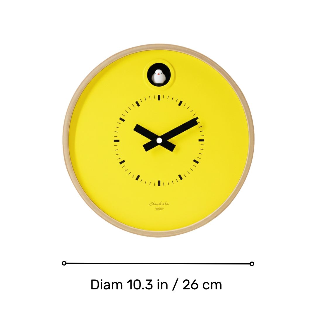 Yellow Modern Cuckoo Clock with Stand | Cloudnola