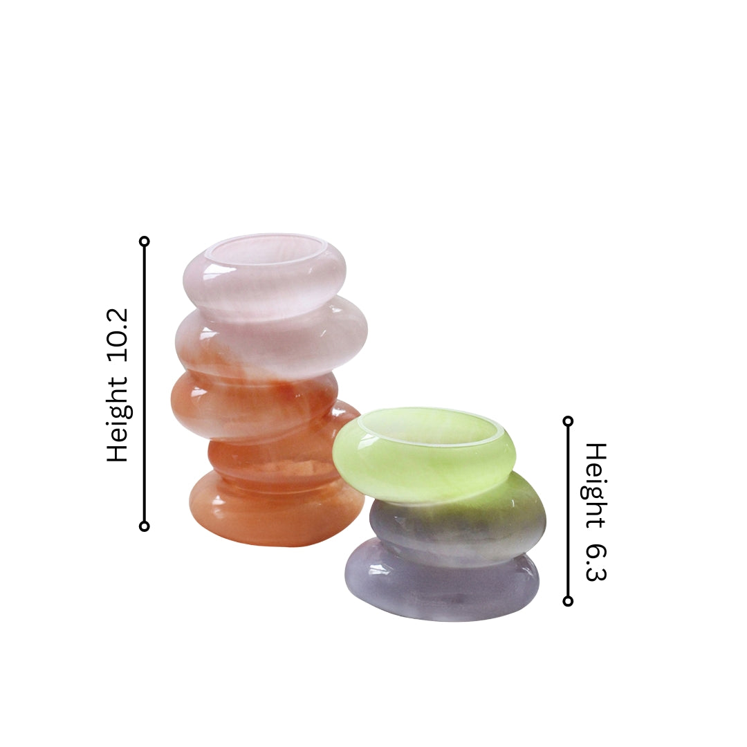 Swirl Glass Vase Set – Peach & Lime with handblown glass, Dutch Design, and functional design for modern minimalist decor.