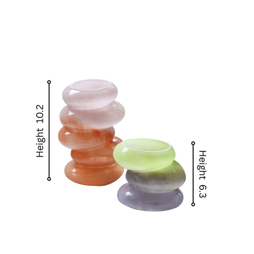 Swirl Glass Vase Set – Peach & Lime with handblown glass, Dutch Design, and functional design for modern minimalist decor.