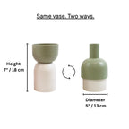 Flip Reversible Ceramic Vase – Ivory & Olive