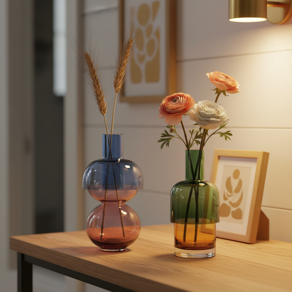 Fusion Reversible Glass Vase Set – Cherry Small