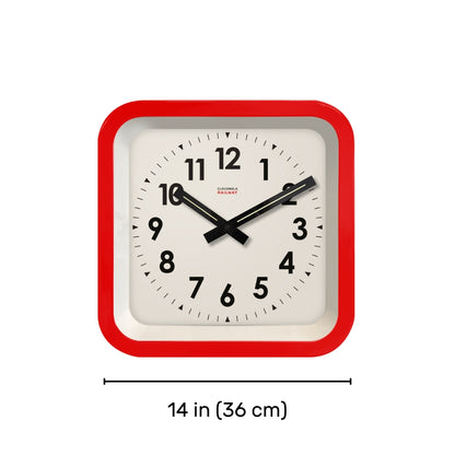 Big Railway Red Square Kitchen Wall Clock