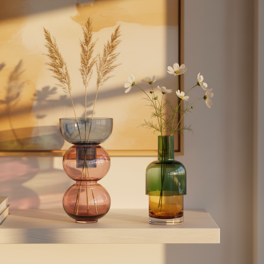 Fusion Reversible Glass Vase Set – Cherry Small
