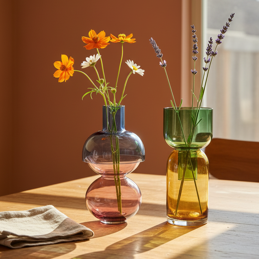 Fusion Reversible Glass Vase Set – Cherry Small