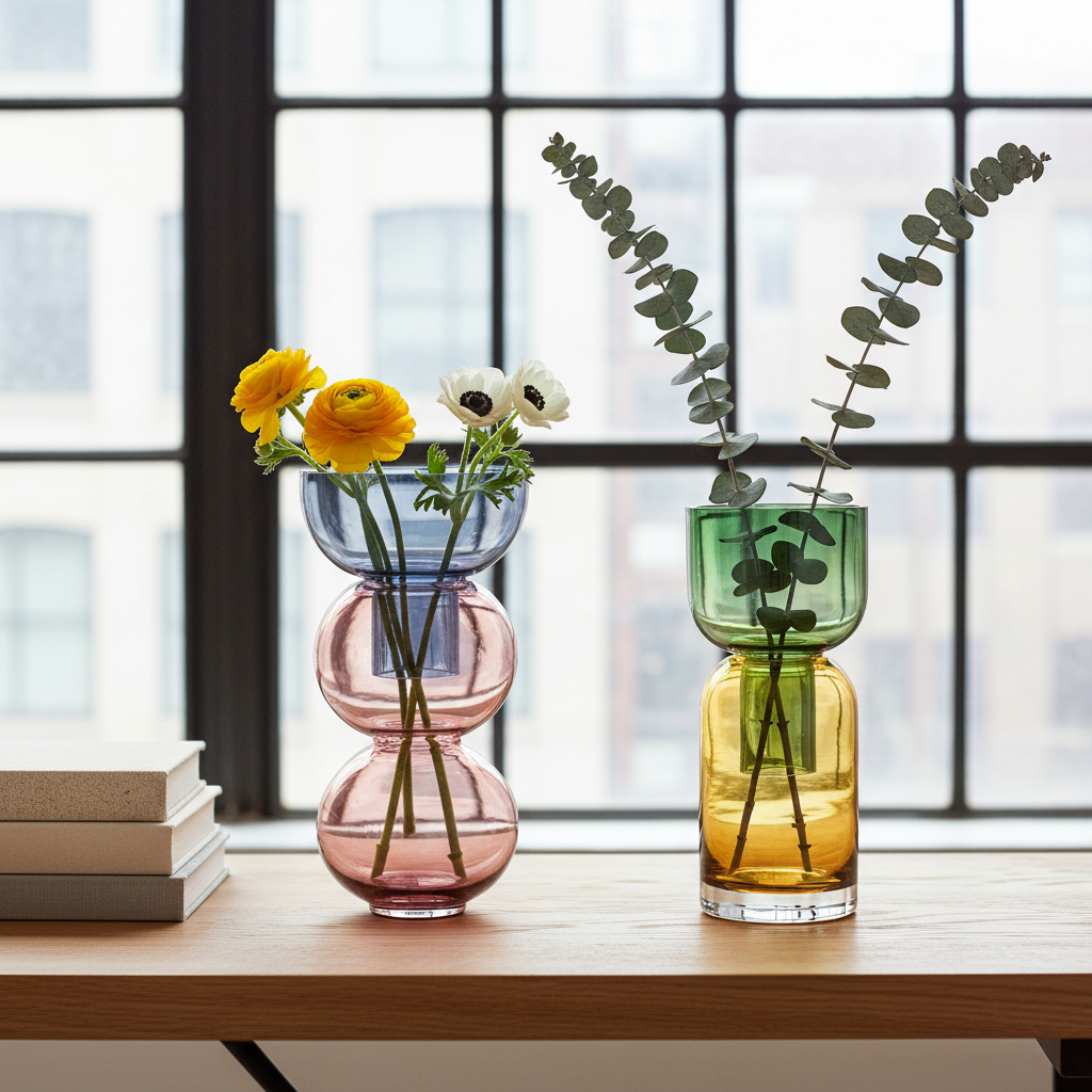 Fusion Reversible Glass Vase Set – Cherry Small