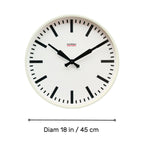 Factory White XL Clock with minimalist black hands and markers, Dutch Design, Functional Design for modern wall clocks.