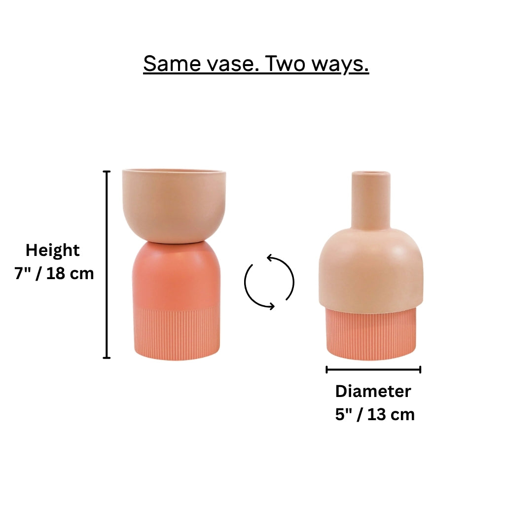 Flip Reversible Ceramic Vase – Coral and Nude